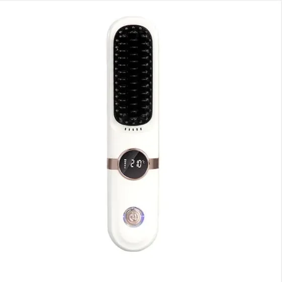 Bærbar Mini Trådløs Glattebørste - Keramisk, White