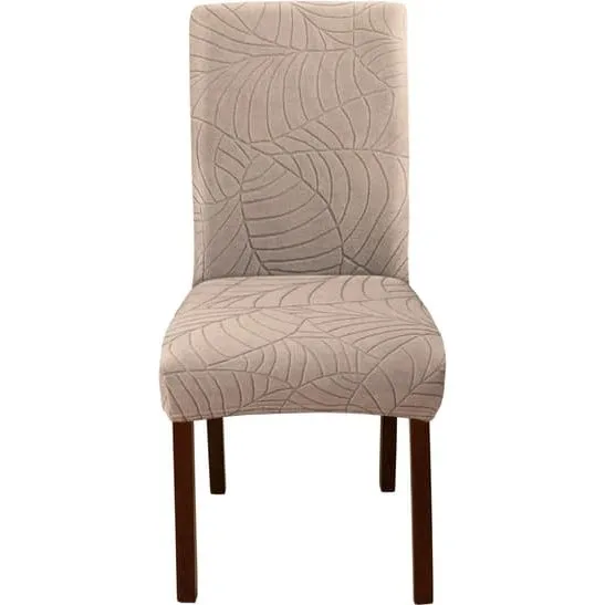 Strækbar stolbetræk i beige bladjacquard