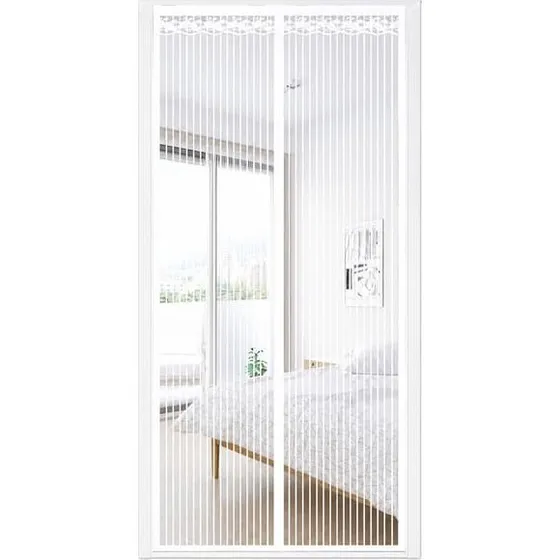 Magnetisk myggenet dørgardin, 90x210cm, hvid