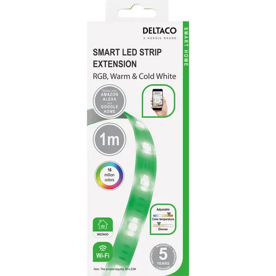 Deltaco Smart Home RGB LED-liste 1 m (WiFi, dimbar)