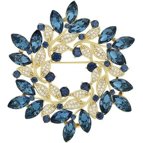 Udsøgt Blomsterbroche - Vintage Design i Guld og Blå