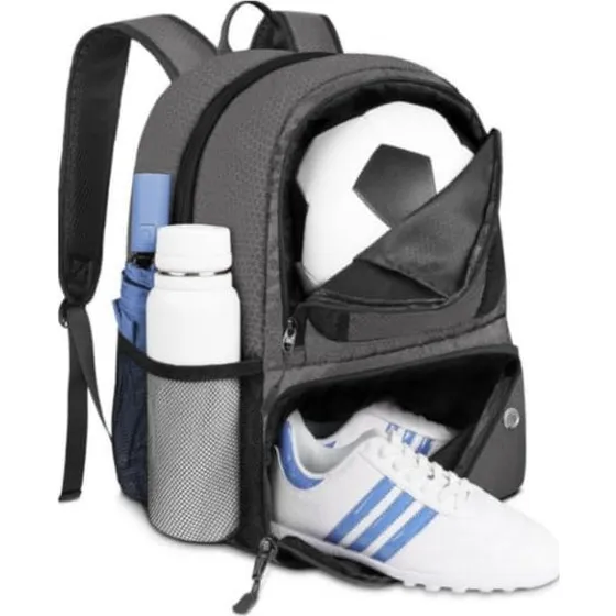 Fodboldrygsæk med boldrum - Grey