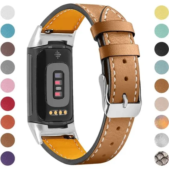 Ægte læderrem til Fitbit Charge 5/6 - Coffee