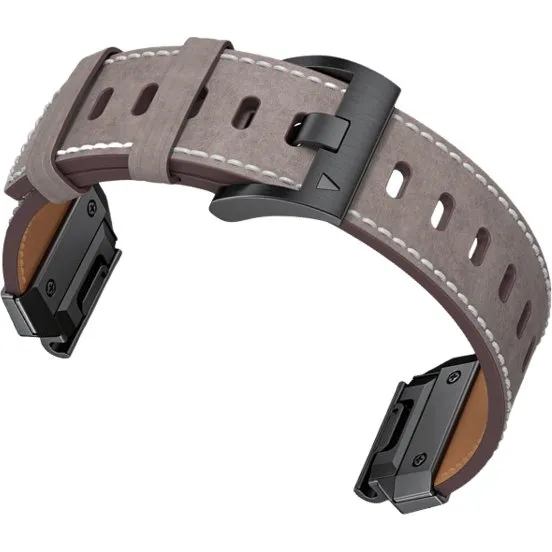 Ægte læderurrem til Garmin Fenix 8/7/6/5 & 965 - Grå, 26 mm