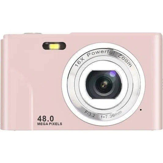 Digitalkamera 48 MP 1080P HD med 16x zoom - Pink