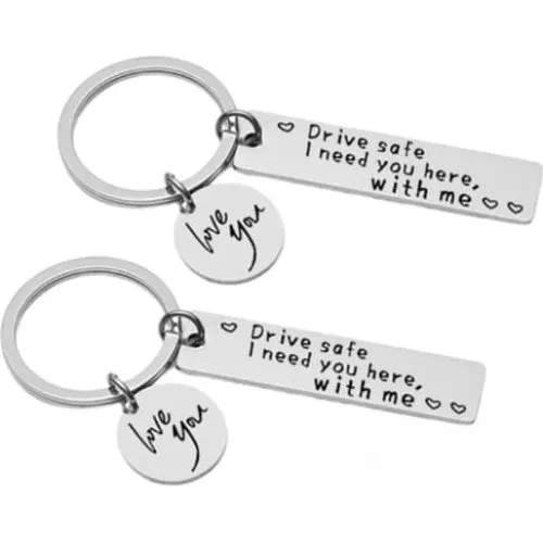 Nøglering Drive safe i rustfrit stål, Sølv (2-pack)
