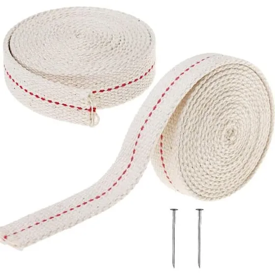2 ruller flade væger til olielamper, hvid bomuld, 1,2 cm x 2 m