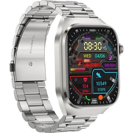 Smartur med metalarmbånd: EKG, puls og blodtryk - Silver