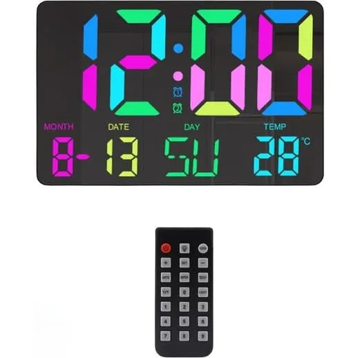 Digitalt ur med RGB LED display - Black
