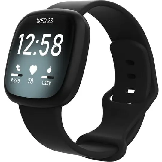 Urbånd til Fitbit Versa4, Versa3, Sense & Sense2 - Sort, S