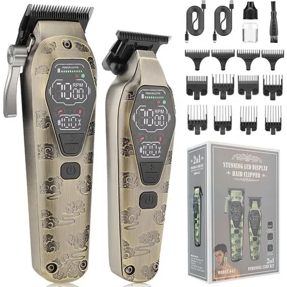 Professionel hårtrimmer med LCD-display og 3 hastigheder