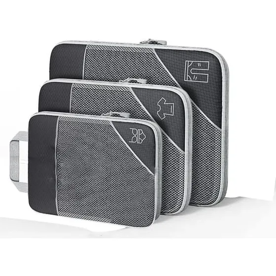 Bagageorganisatortaske, 3-delt komprimeringspakke, Black