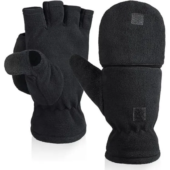 Flip-up polar fleece handsker uden fingre, M