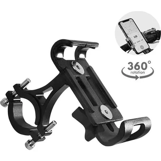 Mobiltelefonholder til cykler - 360° roterbar, Black