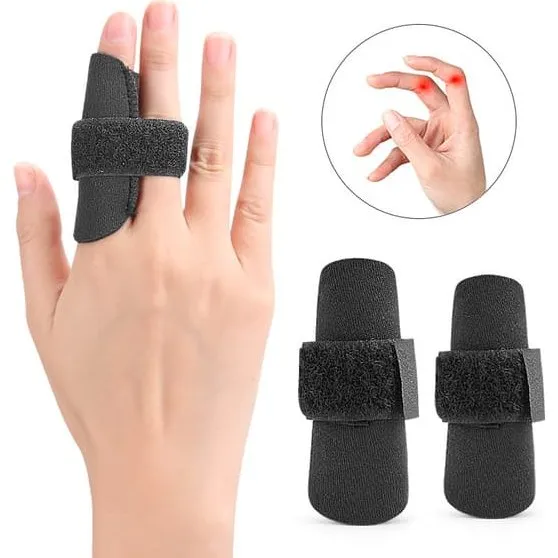 Justerbar Finger Splint Brace Fingerbeskyttere - Sort, M