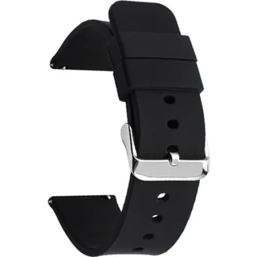 Universal Silikone Urrem - Sort, 24 mm