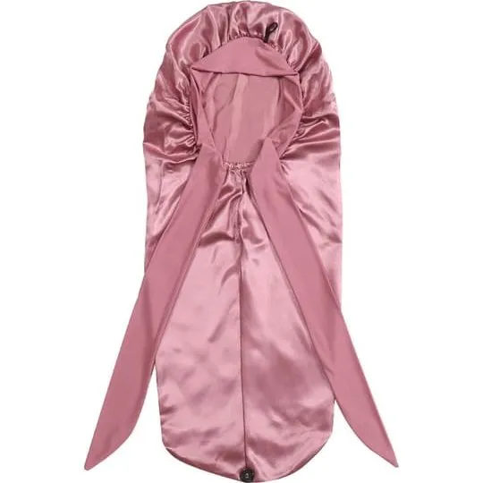 Satin sovehætte med sløjfe PinkGold