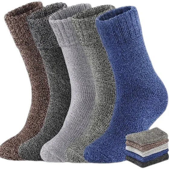 5 par tykke varme vintersokker til herre, Multicolor, str. M