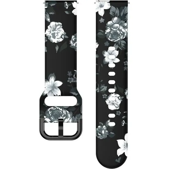 Samsung Galaxy Watch Silikoneurrem - Gray Flowers - 20 mm