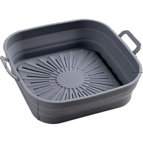 Sammenklappelig firkantet Air Fryer silikoneform 17,5 cm - Grey