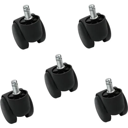 Stolehjul 5-pak 50 mm Nylon PU & Kulstofstål - Sort