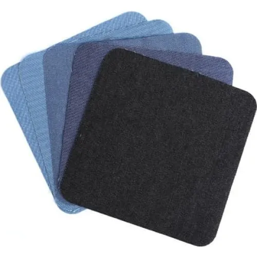 DenimBlue Firkantede strygelapper til jeans, 5-pak, 12.5x12.5 cm