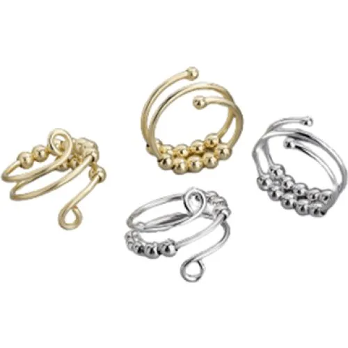 Justerbar kobber anti-stress ring, 4-pak - Sølv/Guld