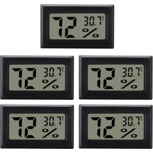 Mini Digitalt Hygrometer og Termometer 5-pak - Sort