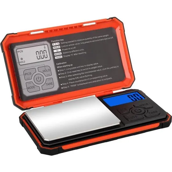 Digital Køkkenvægt 500g - Orange/Sort med 0,1g nøjagtighed