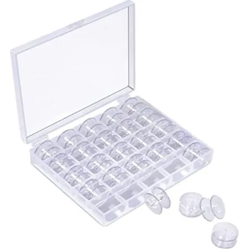 Tomme spoler til symaskiner, plast, 25 stk, transparent