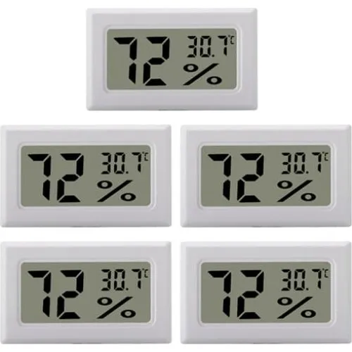 Mini Digitalt Hygrometer og Termometer, 5-pak, Hvid