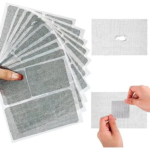 Reparationstape til myggenet 12x12 cm - 10-pak, sort