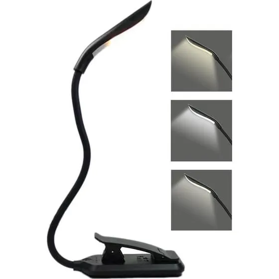 LED boglampe læselampe med 3 lystilstande - Black