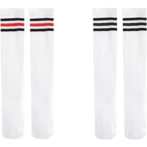 2 par knæhøje sokker, Rød & Sort, 45 cm