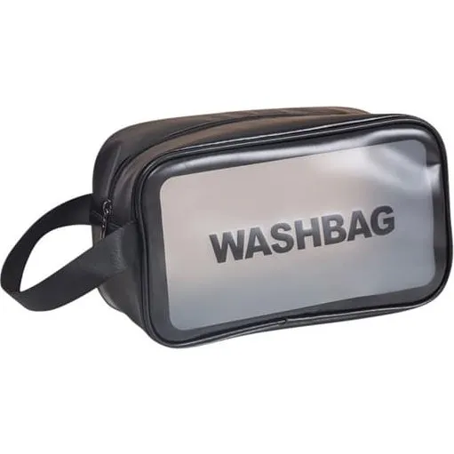 Kosmetiktaske Black - PU-læder & frostet PVC (26x10x15 cm)