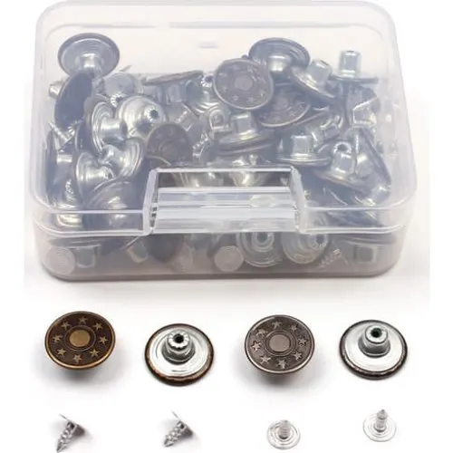 50 stk. Jeansknapper 17 mm i Bronze og Gun Black