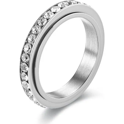 Roterbar anti-stress ring i sølv med zirkon, 16.5 mm