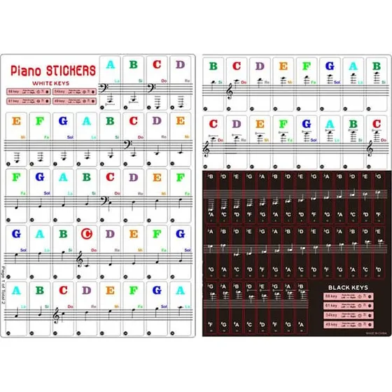 Klaveretiketter til keyboard 49-88 tangenter
