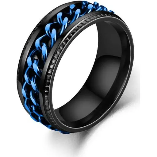 Anti-stress ring med flaskeåbner Sort/Blå 24 mm