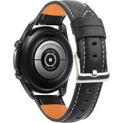 Samsung Galaxy Watch 3 (45 mm) armbånd i ægte sort læder