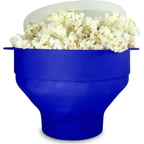 Foldbar Popcornskål i Silikone - Blå
