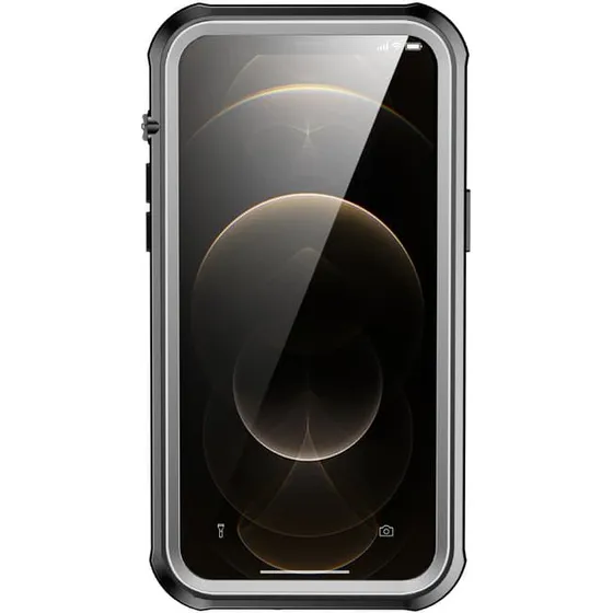iPhone 13/13 Pro Vandtæt Etui - Sort/Grå/Gennemsigtig