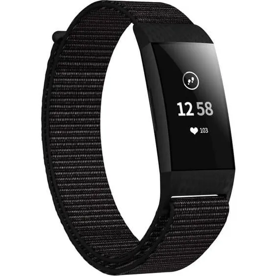 Fitbit Charge 3/4 Nylonarmbånd - Sort