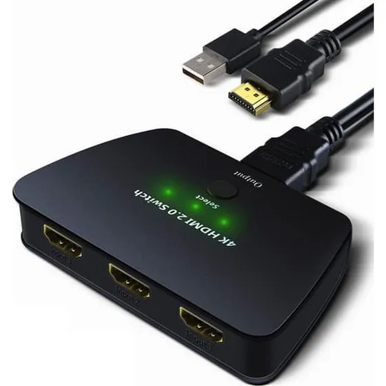 HDMI Switch 3-i-1 med HDR, 3D og 4K (2160p)