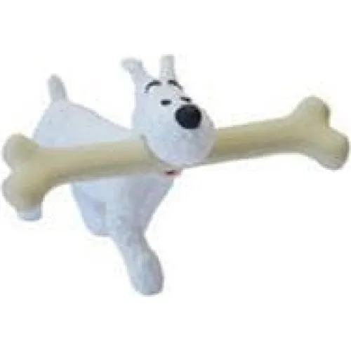 Tintin Milou med stort kødben - Håndmalet PVC-figur (4,5 cm)