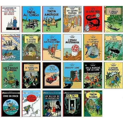 Tintin - 26 Postkort med albumforsider og eksklusive motiver