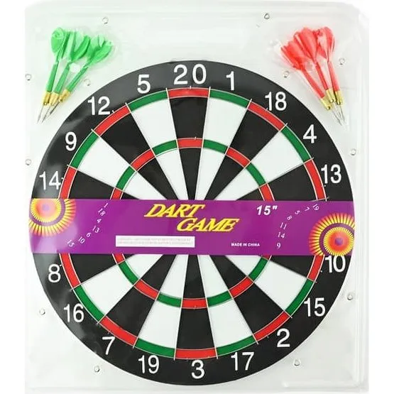 Dartskive komplet sæt med 6 pile - 36 cm