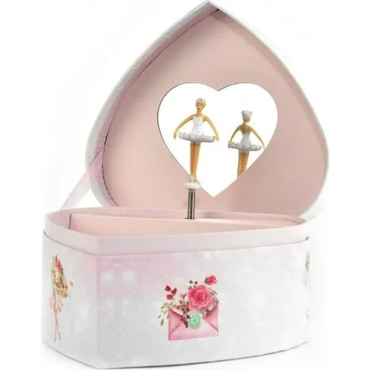 Smykkeskrin Hjerte med spilledåse og ballerina