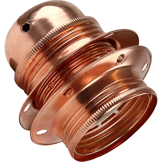 Lampeholder E27 med jordskrue og 2 skærmringe