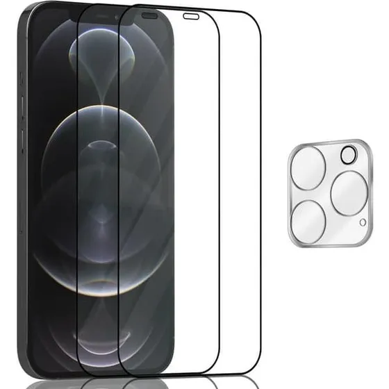 iPhone 12 Pro Skærmbeskyttelse & Linsebeskyttelse - 3-pak Hærdet Glas